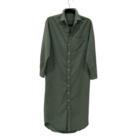 Frank & Eileen Famous Denim Rory Dress Maxi Shirtdress In Thyme Green Size XS - Picture 2 of 14